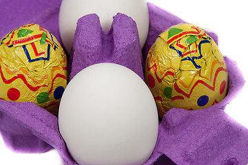 Image showing Easter eggs in a box