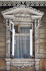 Image showing Opened old wooden window