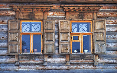 Image showing Two windows in old country house