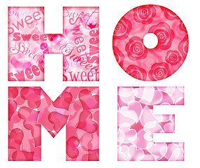 Image showing Home Alphabet Letters with Floral and Hearts