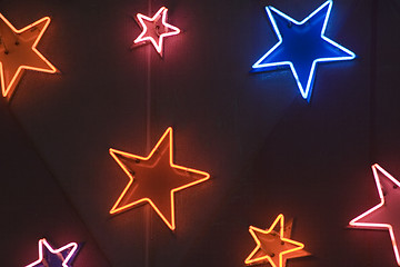 Image showing Star shaped neon lights