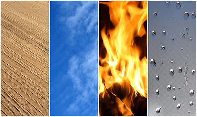 Image showing Four elements. Earth, air, fire, water.