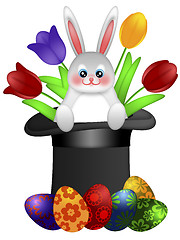 Image showing Easter Day Bunny in Magician Hat