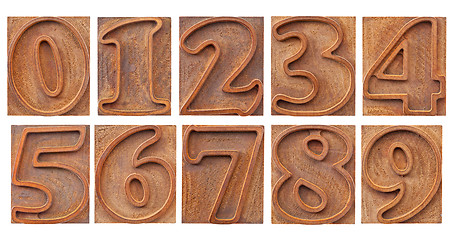 Image showing outlined numbers in letterpress type