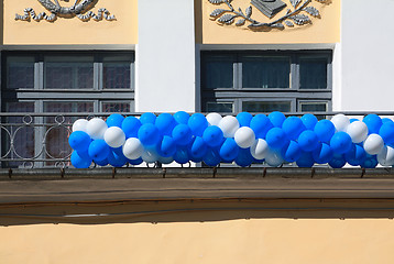 Image showing air balls on town building