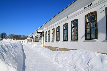 Image showing stone townhouse in deep snow