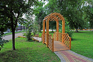 Image showing wooden summerhouse in town park