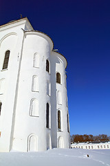 Image showing conventual wall on snow field