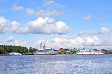 Image showing motor ship on pier 