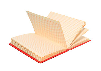 Image showing red note pad on white background