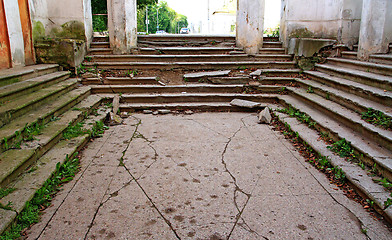 Image showing aging stairway in destroyed building 