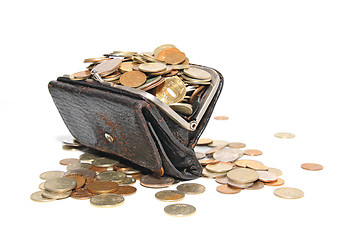 Image showing coins in purse on white background
