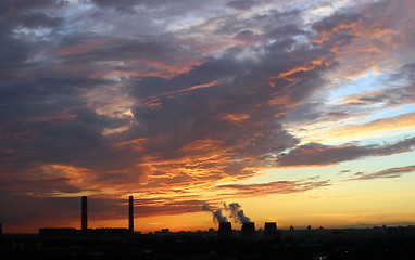 Image showing sunset over city