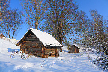 Image showing old rural house in snow