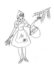 Image showing drawing of the girl collecting berries