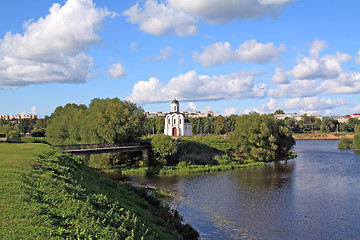 Image showing christian church on river coast