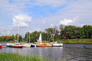 Image showing small sailboats on small river