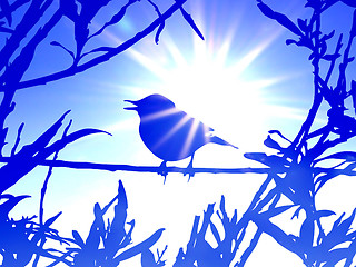 Image showing bird on branch amongst sheet    