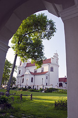 Image showing Religous Calvary church looking through the arch.