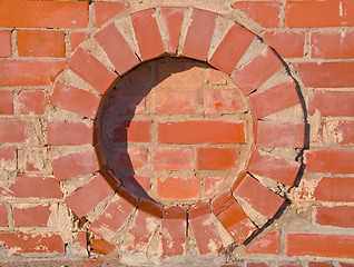 Image showing Brick wall round circle details backdrop. 