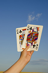 Image showing Pair of cards. King and queen cross 