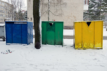 Image showing waste sorting in multistore residential houses bin 