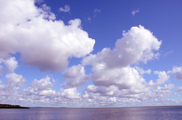 Image showing Sky and lake background. Natural romantic view of lake and sky. 