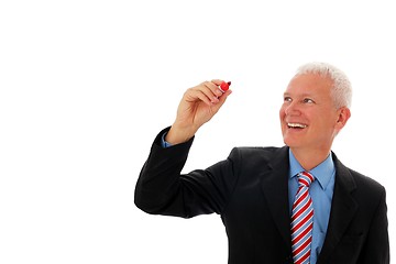 Image showing Businessman writing in air