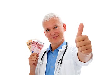 Image showing Doctor with money and thump up