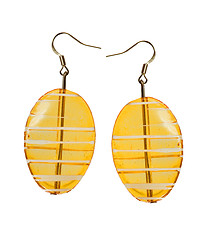 Image showing Earrings in yellow glass on a white background