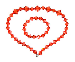 Image showing necklace and bracelet made of red glass