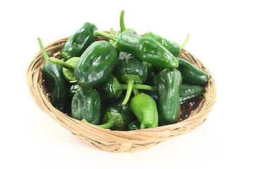 Image showing fresh raw Pimientos in a bowl