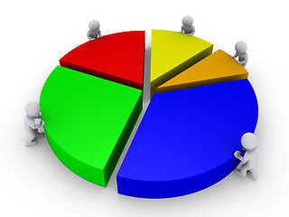Image showing Five people complete pie chart