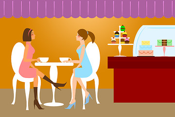 Image showing Two Woman Friends Having Coffee