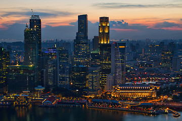 Image showing Sunset Over Singapore City Skyline