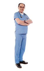 Image showing Aged medical professiona with stethoscope