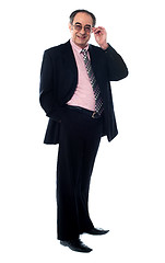 Image showing Old businessperson posing in style