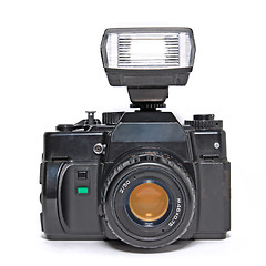 Image showing camera with flash on white background