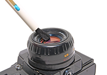 Image showing cleaning the lens on white background
