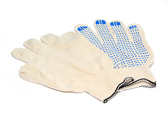 Image showing gray worker of the glove on white background