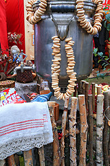 Image showing old samovar on rural market