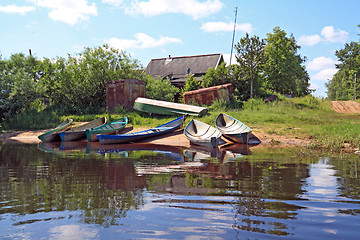 Image showing rural boats on coast river