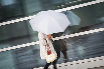 Image showing Woman under umbrella in rain