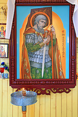 Image showing icon on wall in rural church