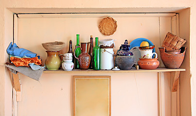 Image showing wooden shelf in artist studio