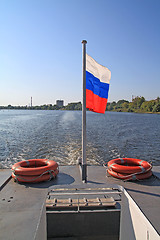 Image showing flag on motor ship