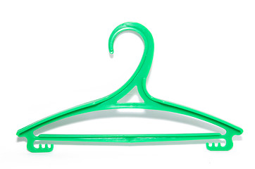 Image showing green clothes hanger on white background