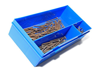 Image showing nail in blue plastic box