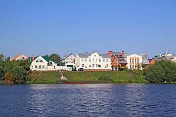 Image showing cottages on coast big river