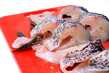 Image showing cut fish on white background